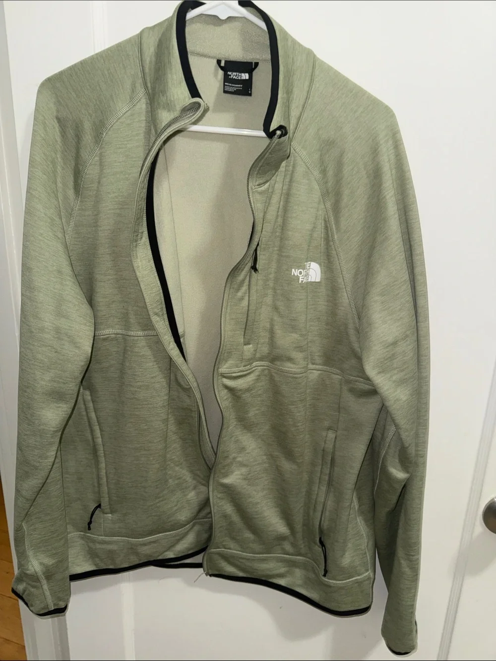 The North Face Men's Light Sage Green Zip-Up Fleece Jacket